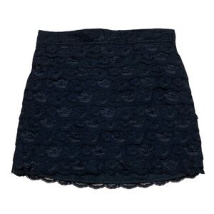 Forever 21 Tiered Mini Skirt Women’s M Black Lace Casual Pull On Elastic Waist